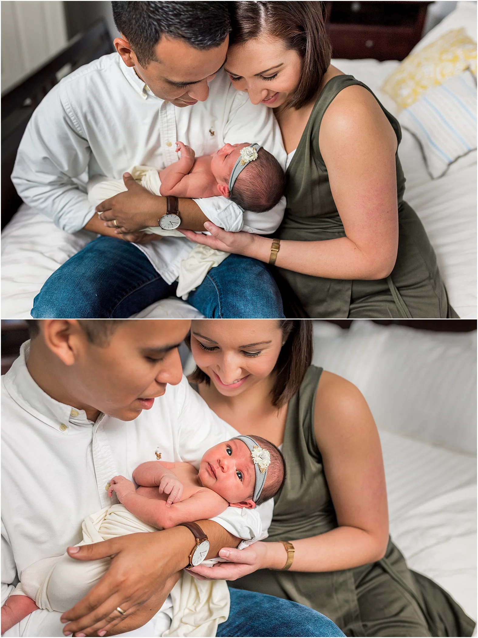 Sugar Land, TX in home newborn lifestyle session with sweet baby girl Eliza and her even sweeter mama and daddy.
