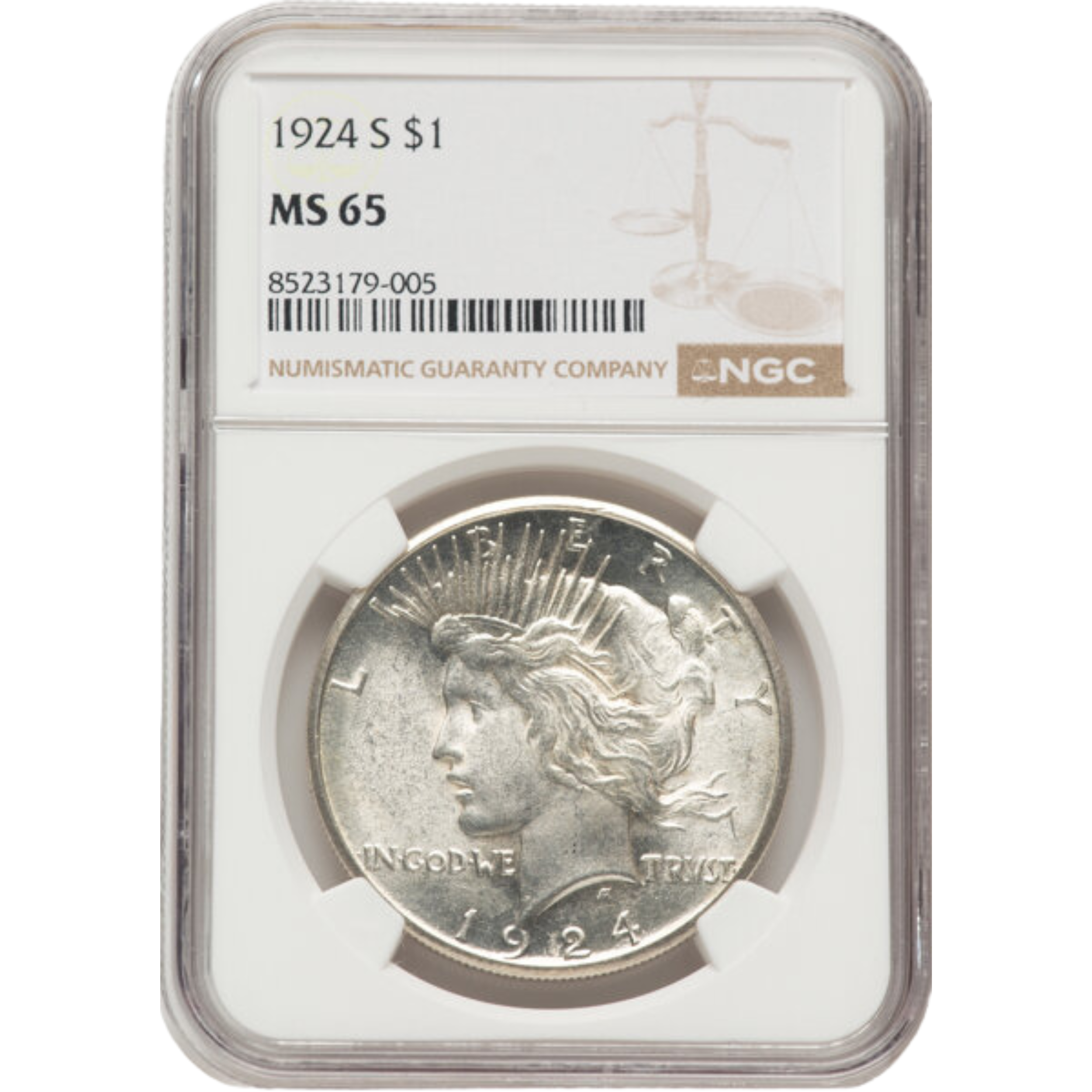 1924-S Silver Peace Dollar MS-65 NGC