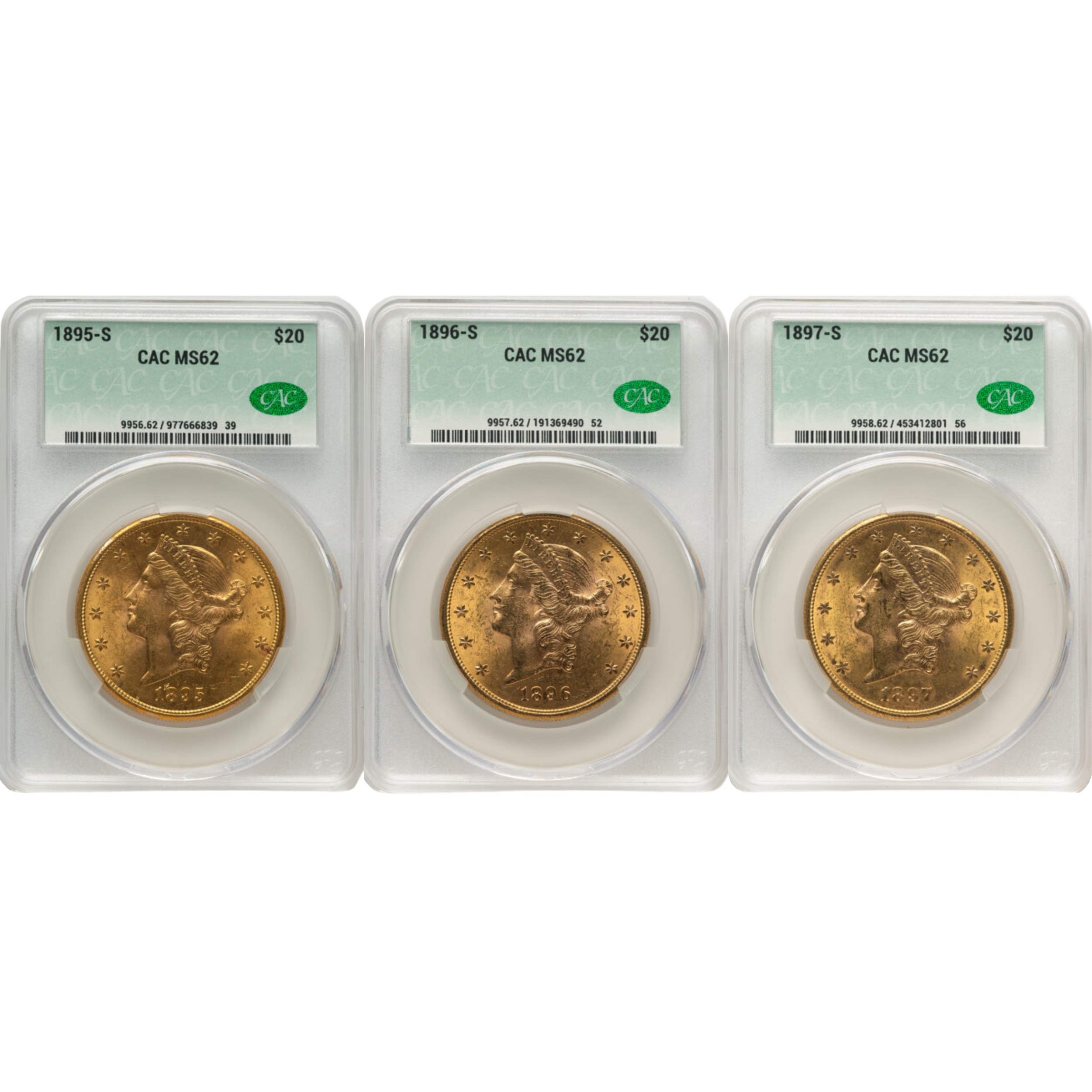_1895-1897 S $20 Gold Liberty 3 Coin Short Set MS62 CAC .png