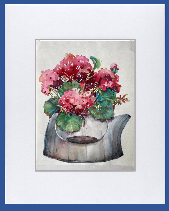 Kathy Kovala - Kettle of Geraniums.PNG
