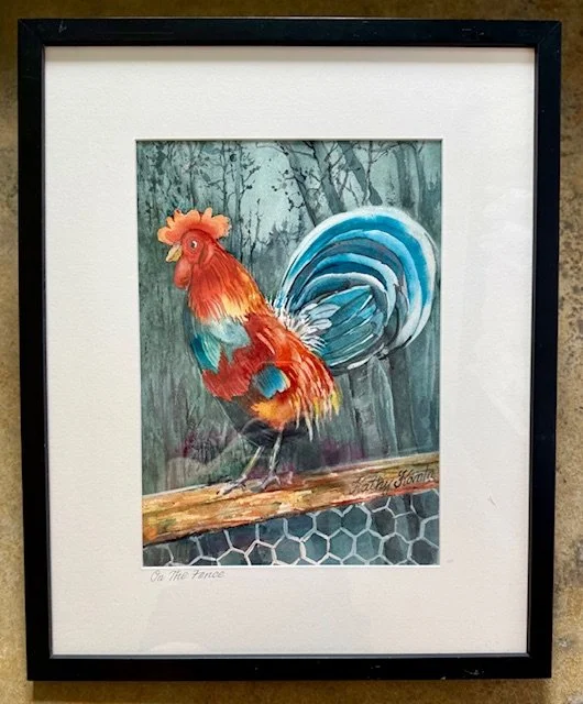 On The Fence - Framed Original Watercolor