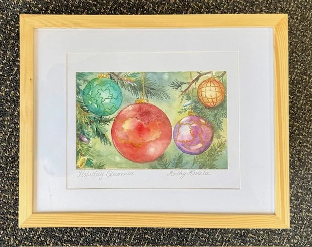 Holiday Glamour - Framed Original Watercolor