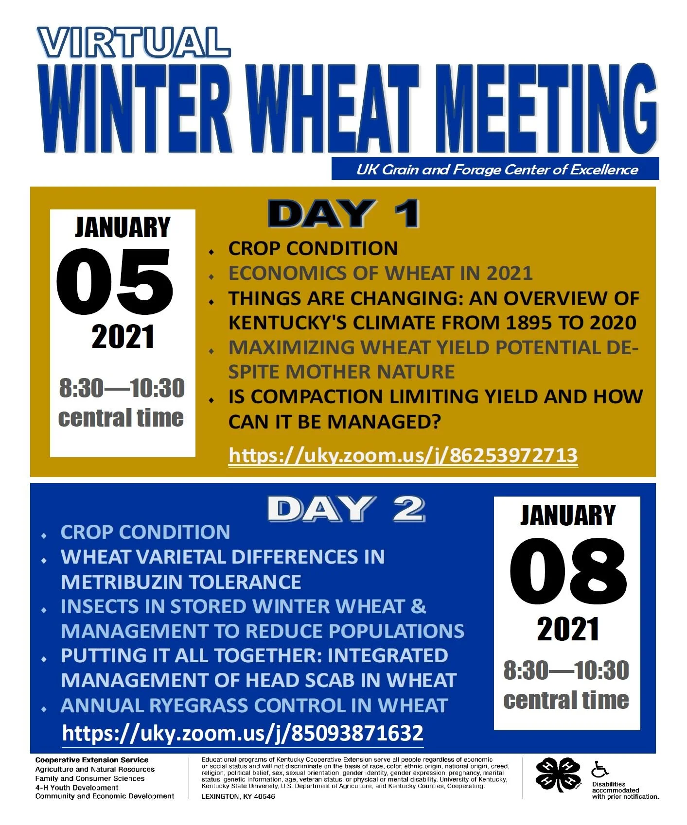 Winter Wheat Meeting is January 5 and 8 - Virtual