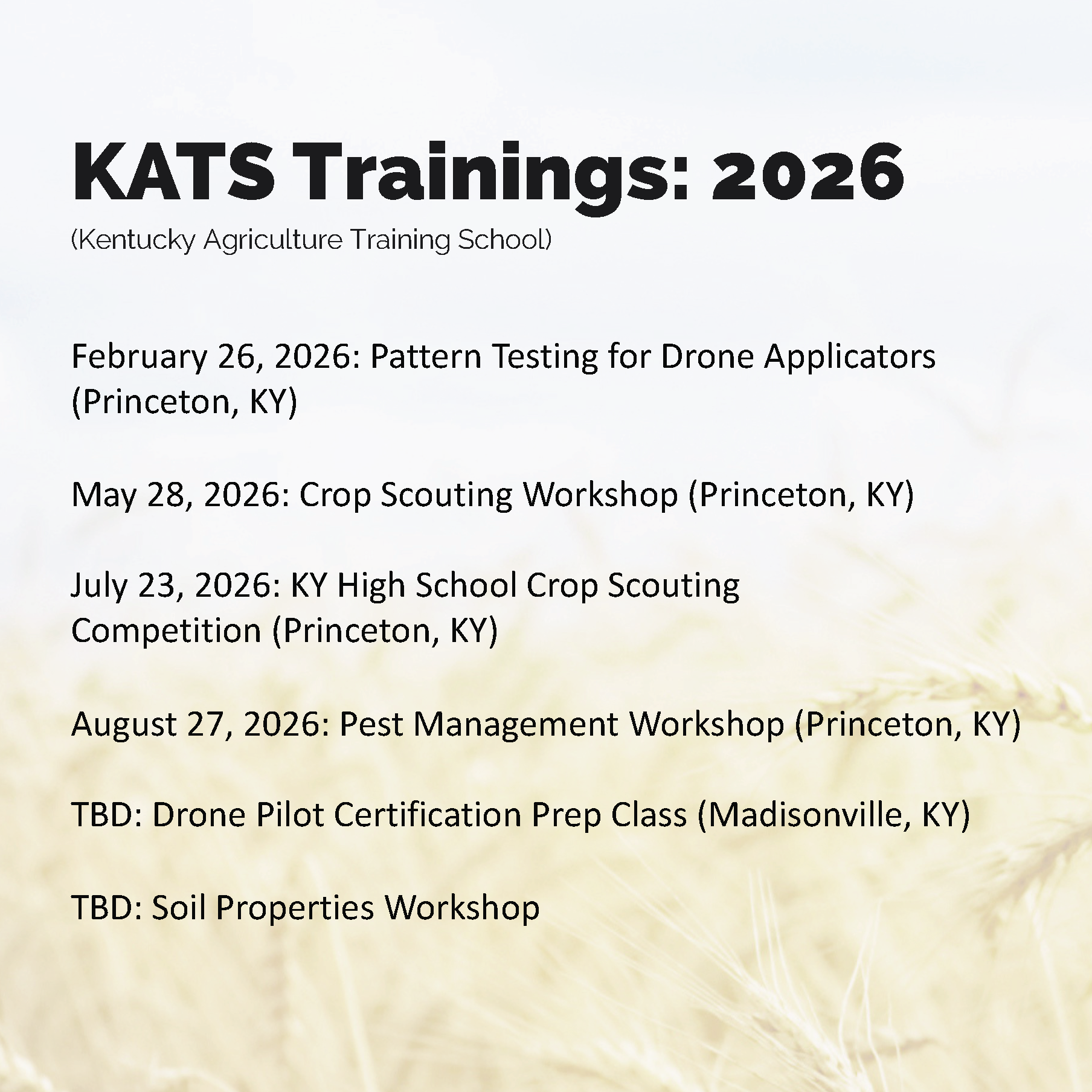KATS TRAININGS 2026