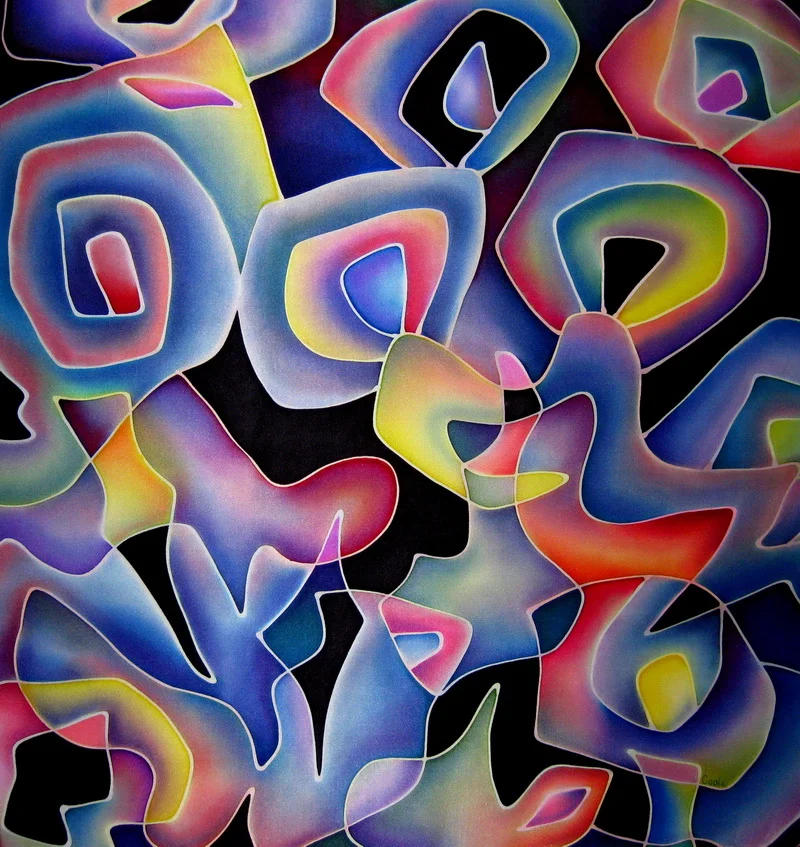 "INVITATION TO THE DREAM" Dyes on Silk 26" x 26"