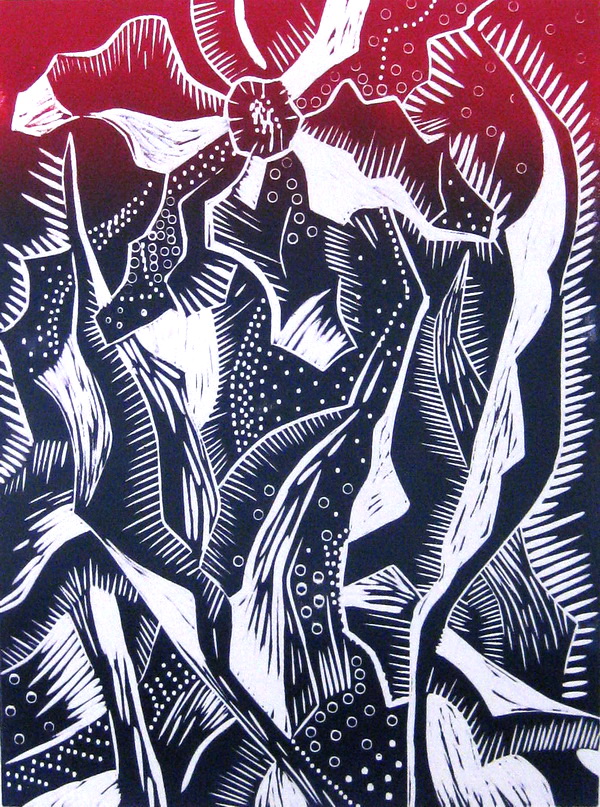 "CLEMATIS" Woodblock Print 11" x 14"