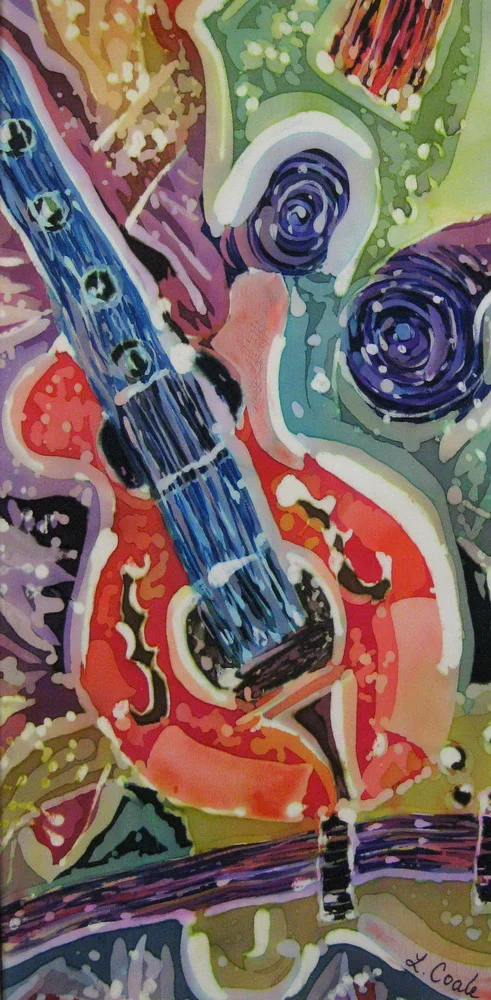 "DANCE OF STRINGS" Dyes on Silk 12" x 24"