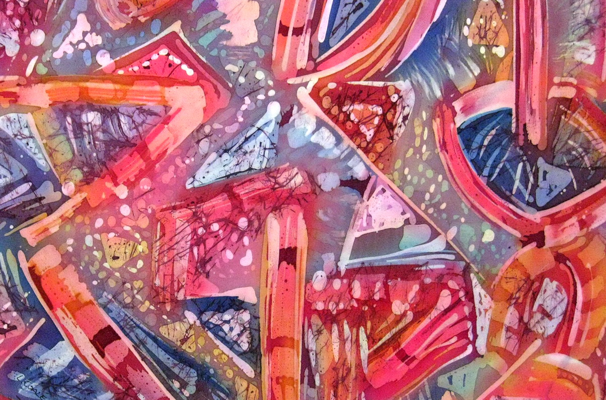 "RED SPACE" Dyes on Silk 20" x 30"