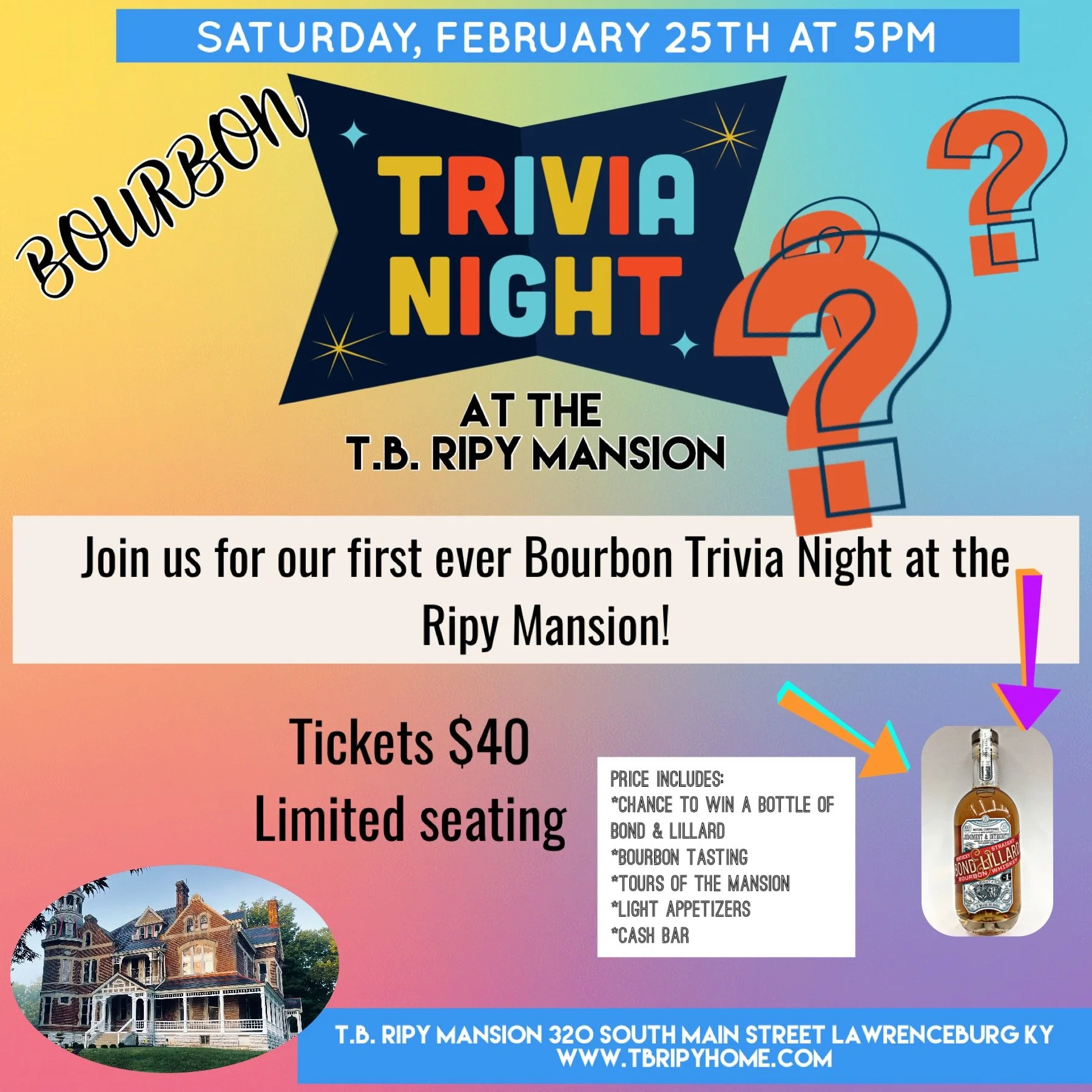 Bourbon Trivia Night at the Ripy Mansion