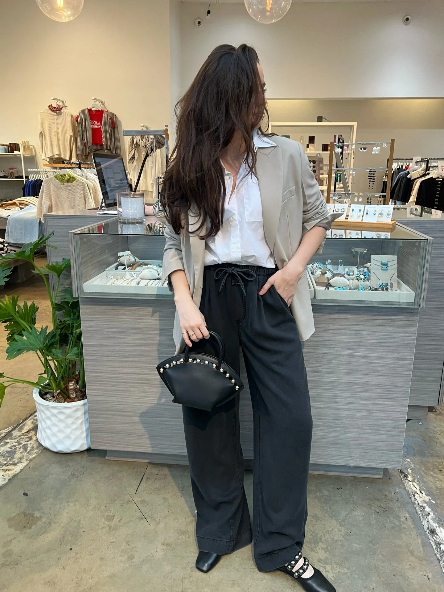 Head to toe @closedofficial with pops of @simkhai