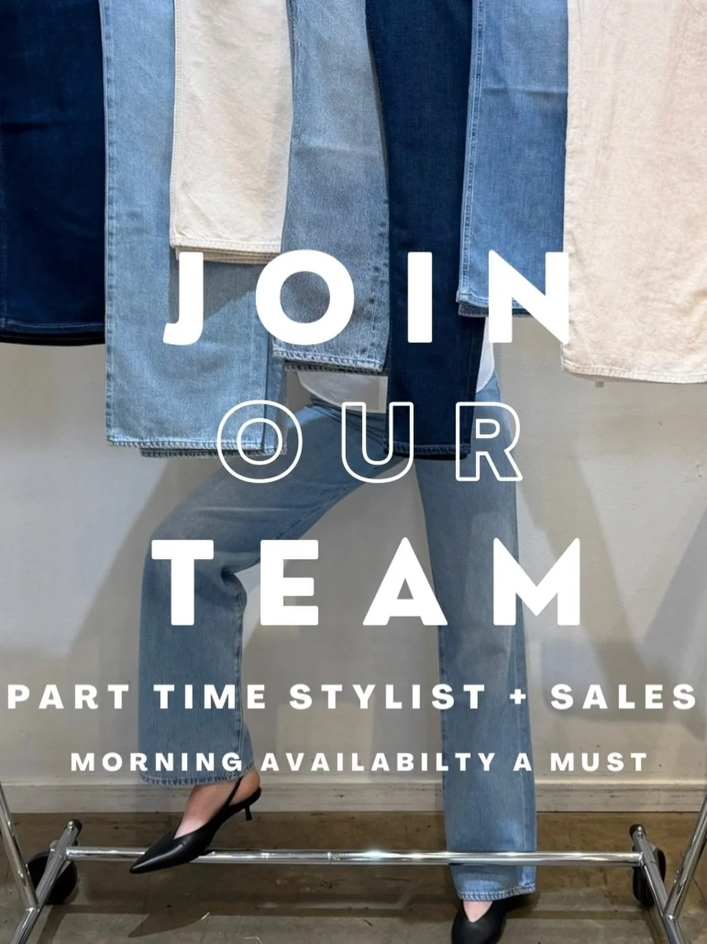 Now hiring 🦋 part time sales associate + stylist. Open availability preferred but definitely weekday + Saturday mornings. DM for more info or email allie@mbflagship.com