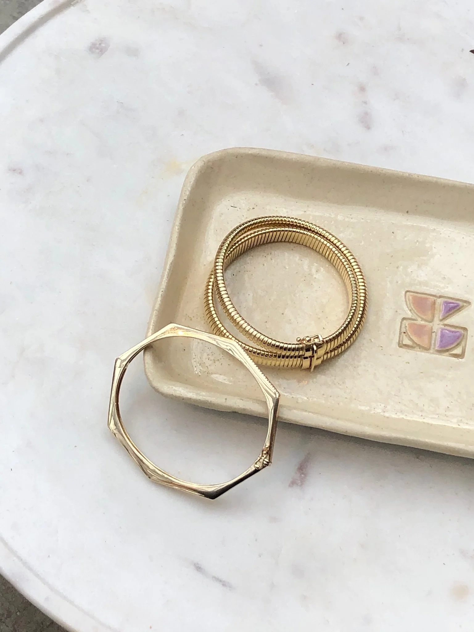 Kiki 14k Gold  Octagon Bangle