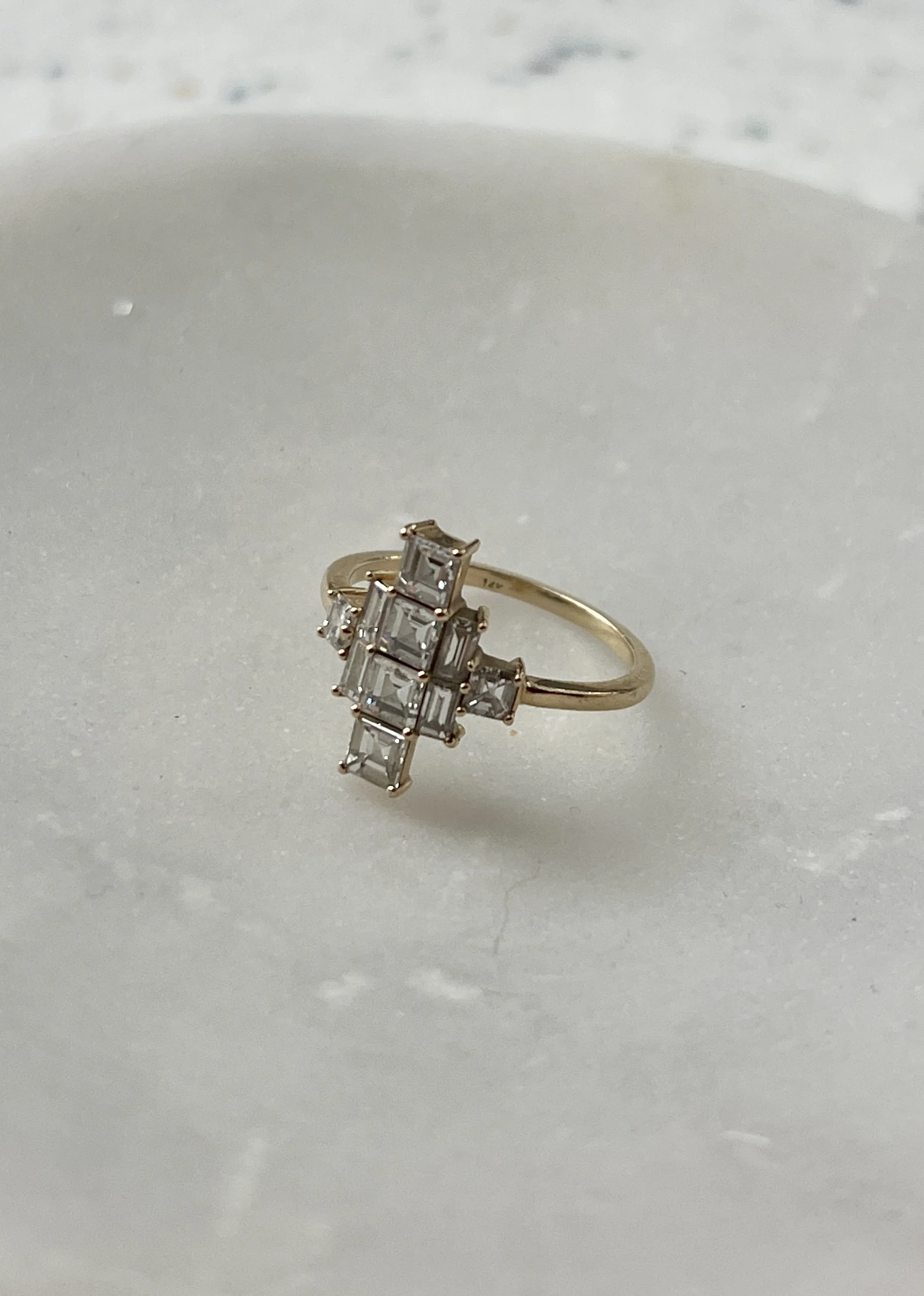 Kiki 14k Baguette Diamond Cross Ring
