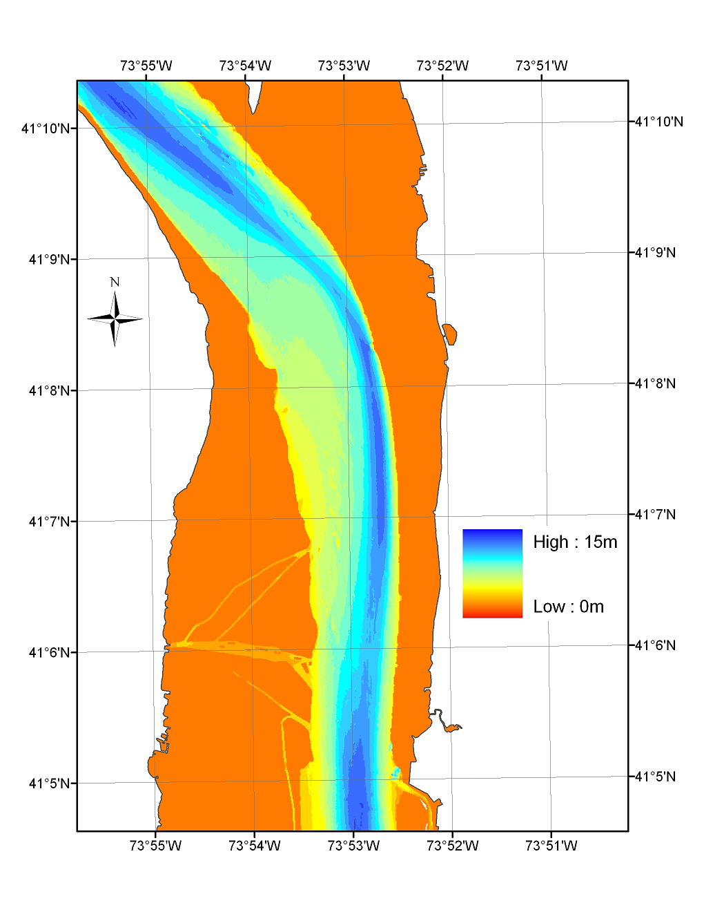 Map of sediment deposition in the Tappan Zee