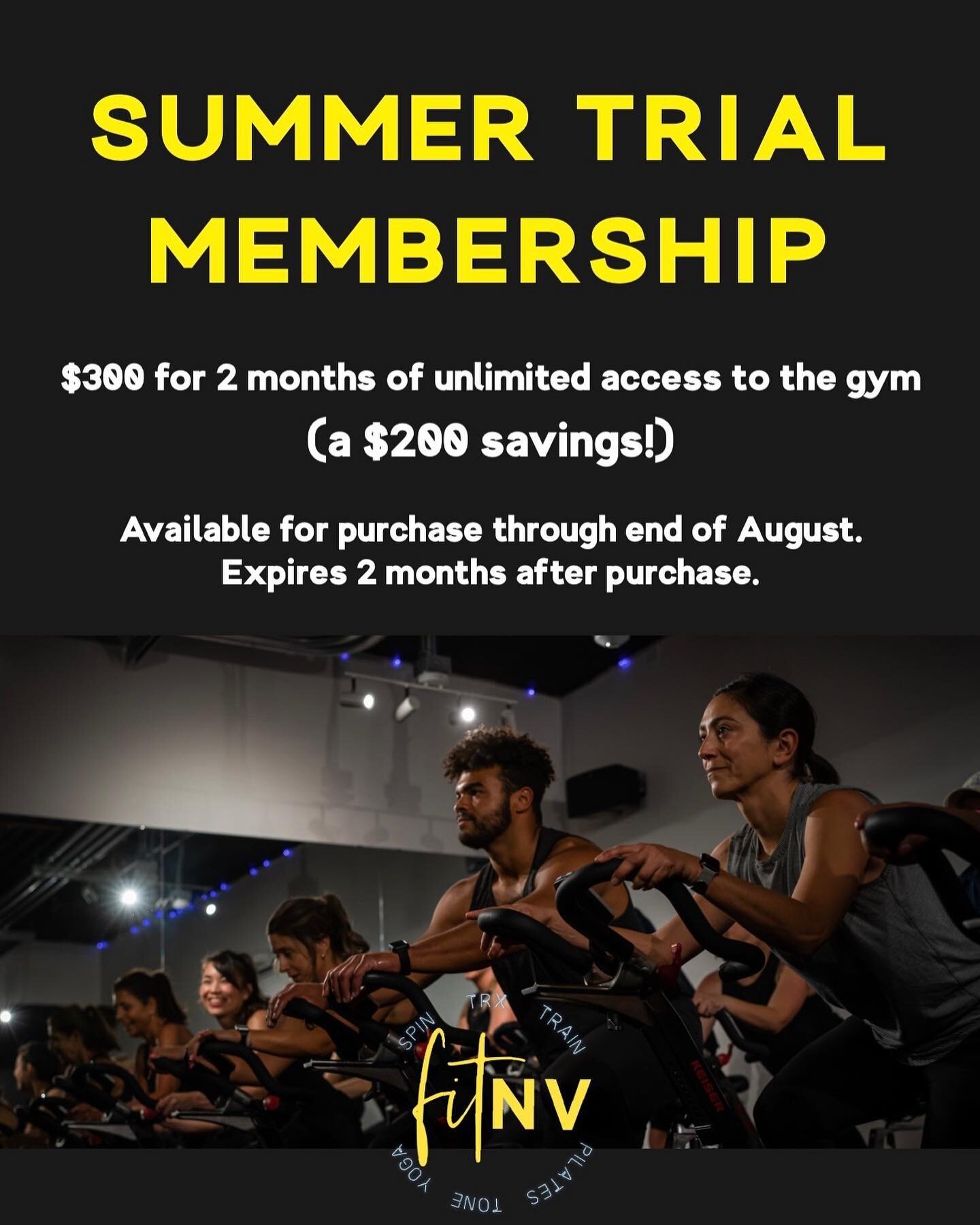Have you heard?!?! Save $200 and get in here! Try us out for 2 months 💥 #summertrial #membership #fitnv #fitnvonmain #noinitiationfees