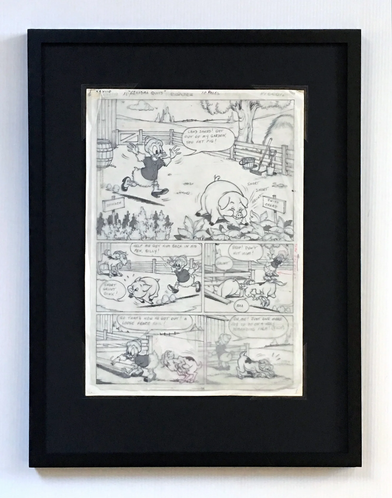 Penciled Layer Displayed above Inked Layer - Framing Materials Sold Separately