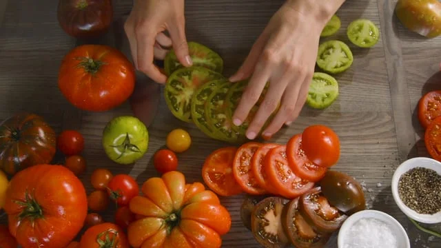 Preparing an Heirloom Tomato Salad