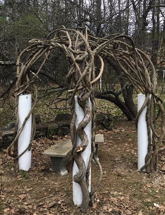 up cycled porch columns became a Chuppah for a wedding