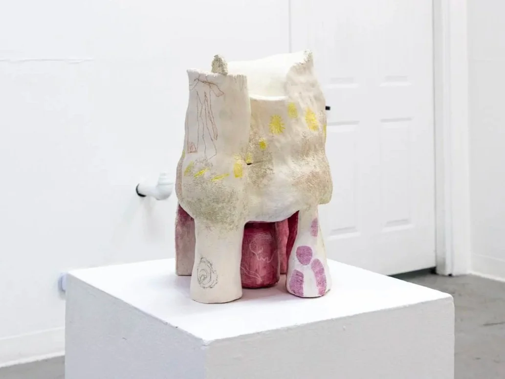 Cверхъестественный дом, 2026, bisqued stoneware, acrylic, crayon, pencil 