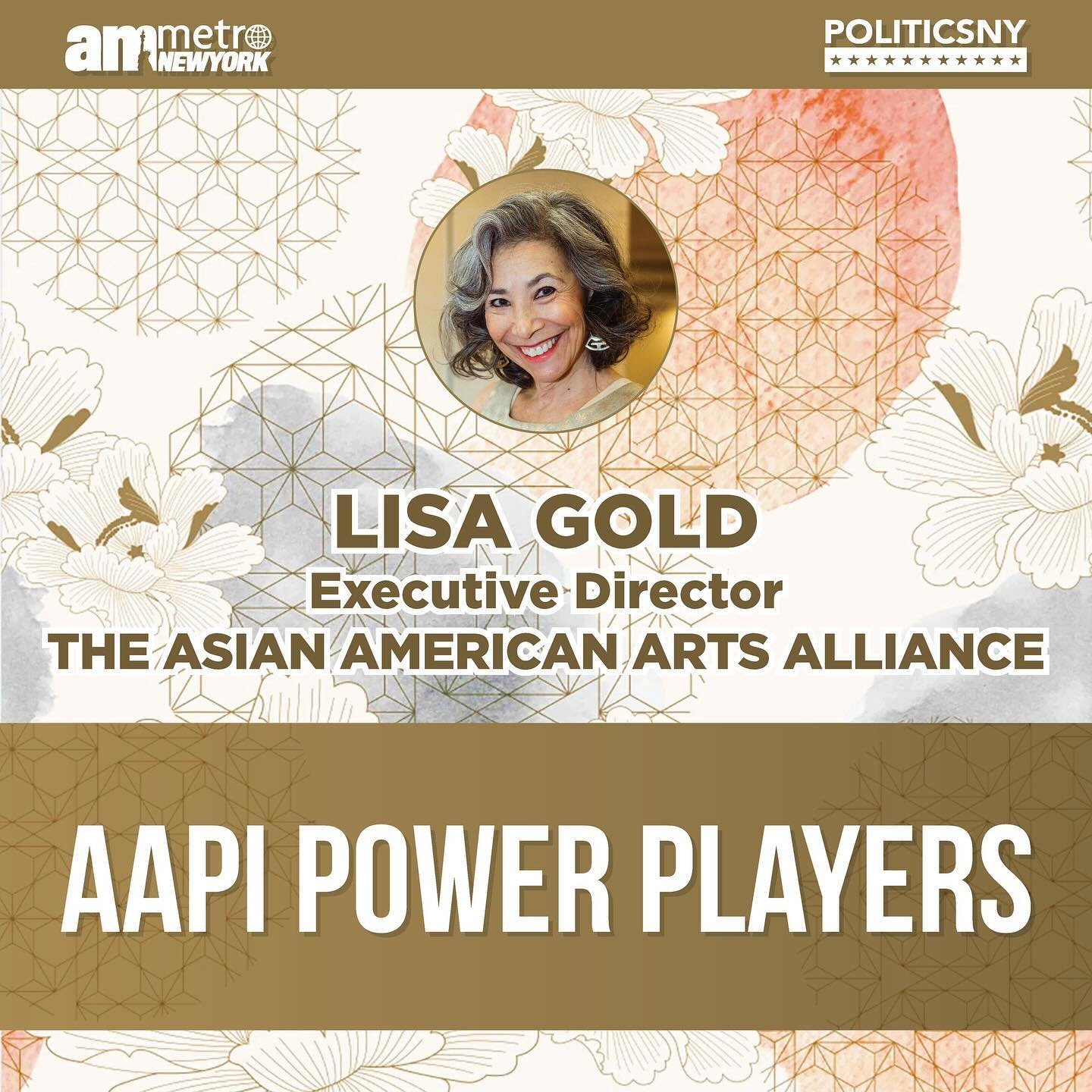 FROM OUR FRIENDS: Congrats to Lisa Gold @lisajgold , Executive Director of @aaartsalliance , our arts advocacy organization honoree for Pan Asian Rep's upcoming 47th Art &amp; Action Benefit Dinner! Lisa was named as a @politicsnynews and @amnewyork 