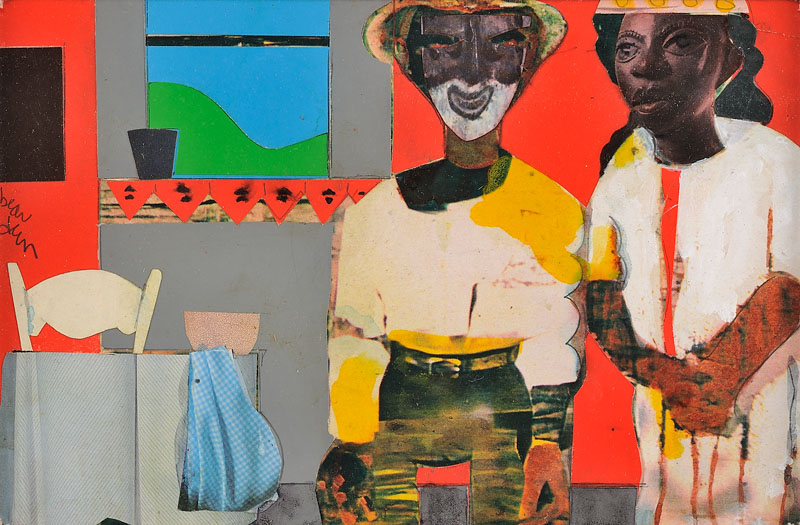 Old Couple Mixed media collage on board 6x9 inches 1978 Signed Photo credit: John Wilson White Studio