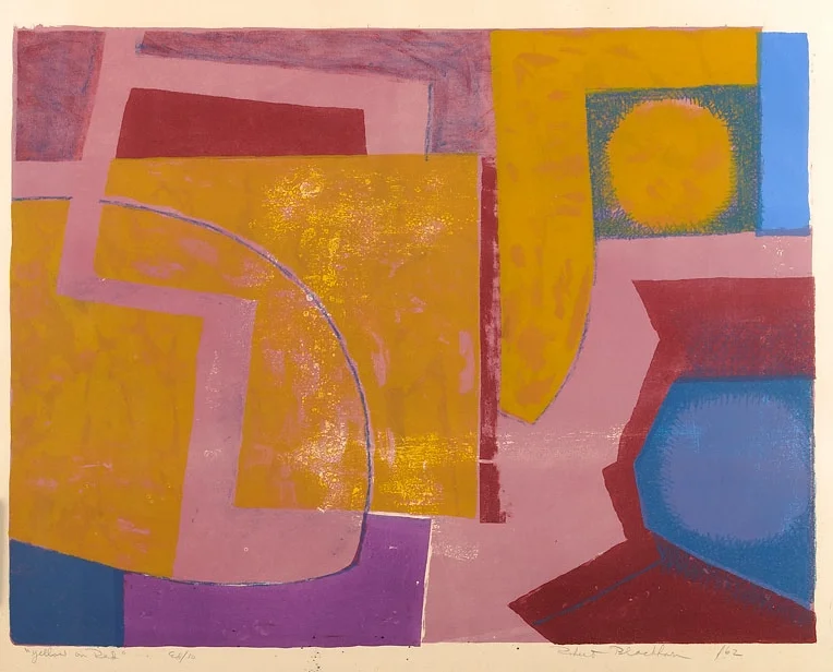 Yellow on Red Serigraph 19x24 inches 1962 Signed and dated