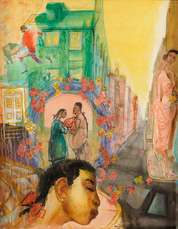 A Girls Dream Oil on board 22x26 inches 1947 Signed