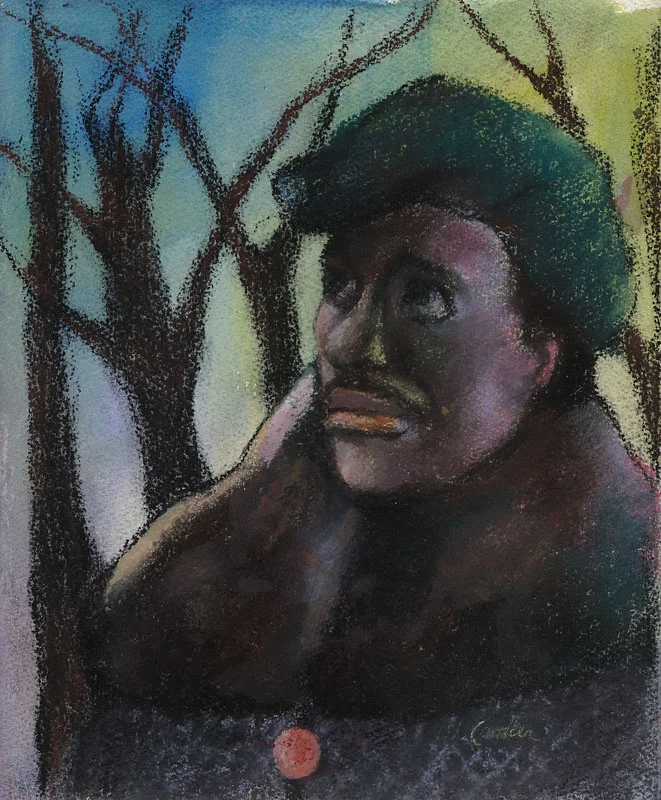 Fear Pastel 13x10 3/4 inches c. 1950 Signed Photo credit: John Wilson White Studio