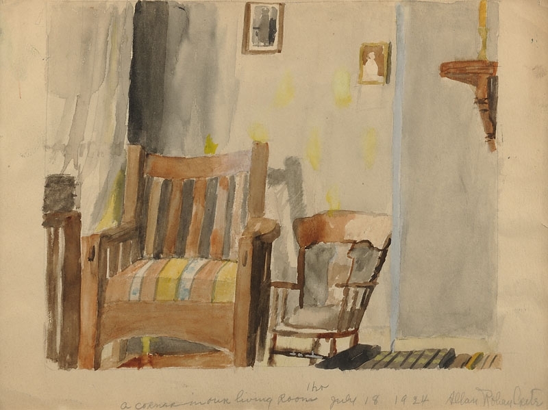A Corner in our Living Room Watercolor 1924 10x8 inches Signed, dated, inscribed and titled Photo credit: John Wilson White Studio