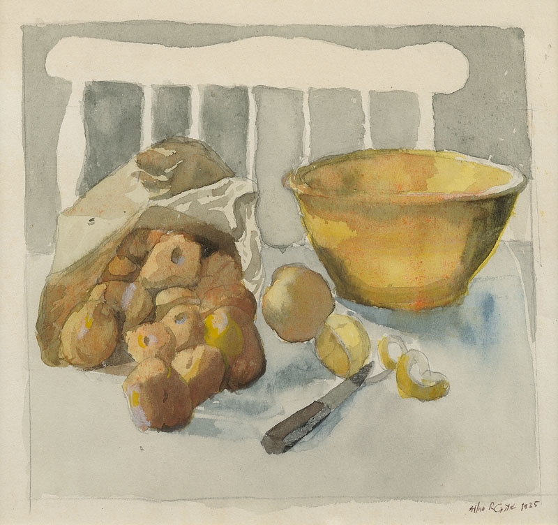 Still Life Watercolor 7x7 1/4 inches 1925 Signed Photo credit: John Wilson White Studio
