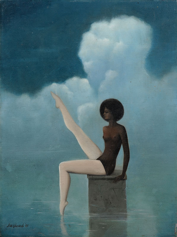 Black Woman with White Legs Oil on canvas 16x12 inches 1983 Signed and dated Photo credit: John Wilson White Studio