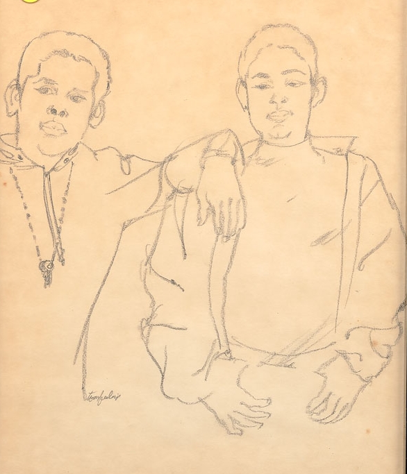 Untitled (Two Boys) Charcoal 16x12 1/2 inches Year unknown Signed Photo credit: John Wilson White Studio
