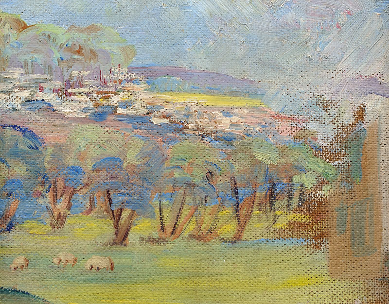 Untitled (Sheep Grazing) Oil on board 7 1/2x9 1/2 inches Year unknown Not signed Photo credit: John Wilson White Studio