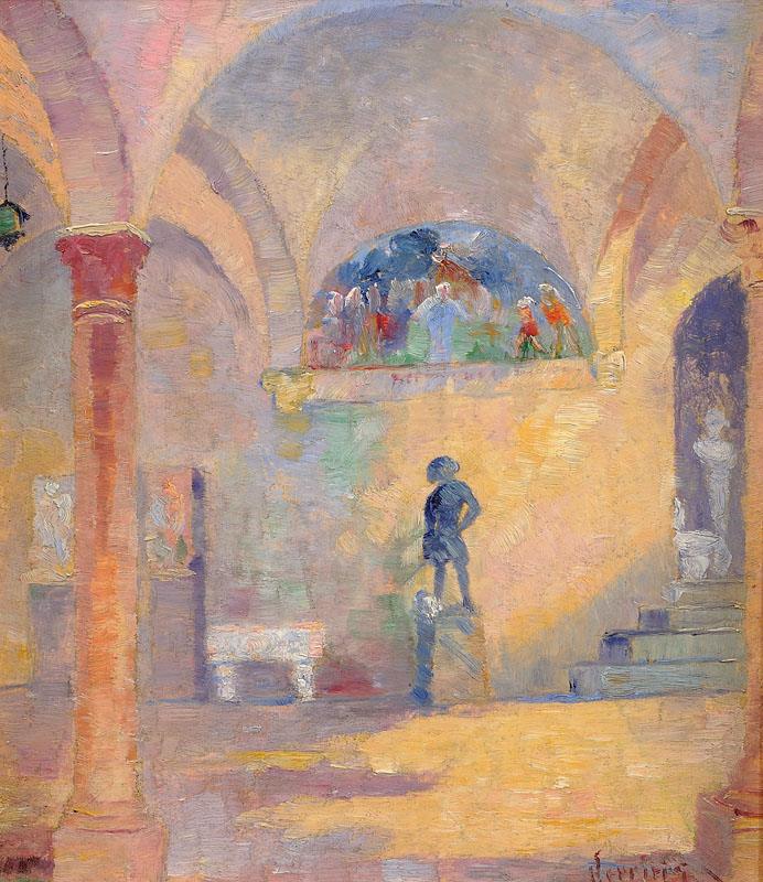 Museum Interior Oil on board 12x10 inches Year unknown Signed Photo credit: John Wilson White Studio