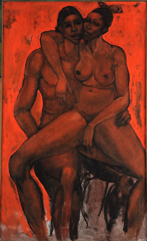 Man and Woman Oil on canvas 51x31 inches c. 1970 Unsigned Exhibited in 2001 at the Frederick Weisman Gallery, Pepperdine University, Malibu, CA. Photo credit: John Wilson White Studio
