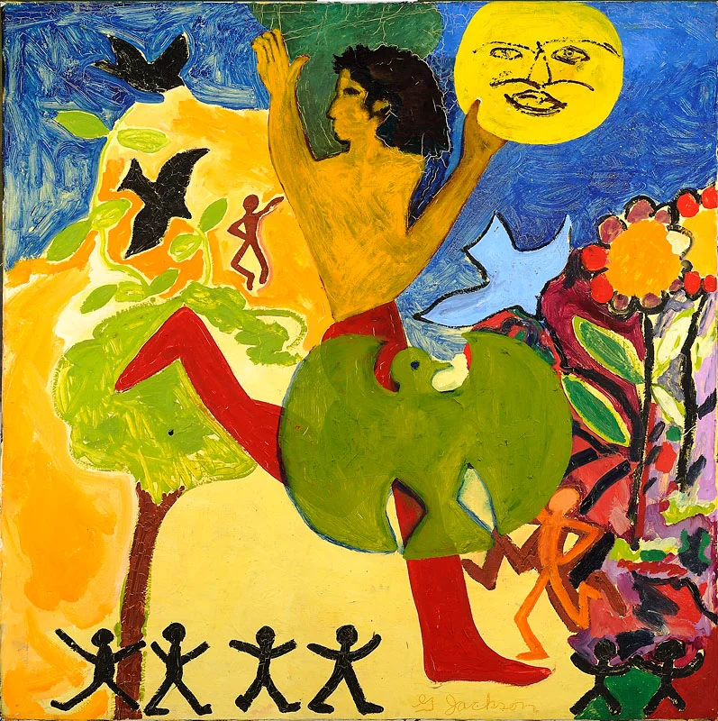 Girl Holding Moon Oil on canvas 50 1/4x50 1/4 inches 1969 Signed and dated