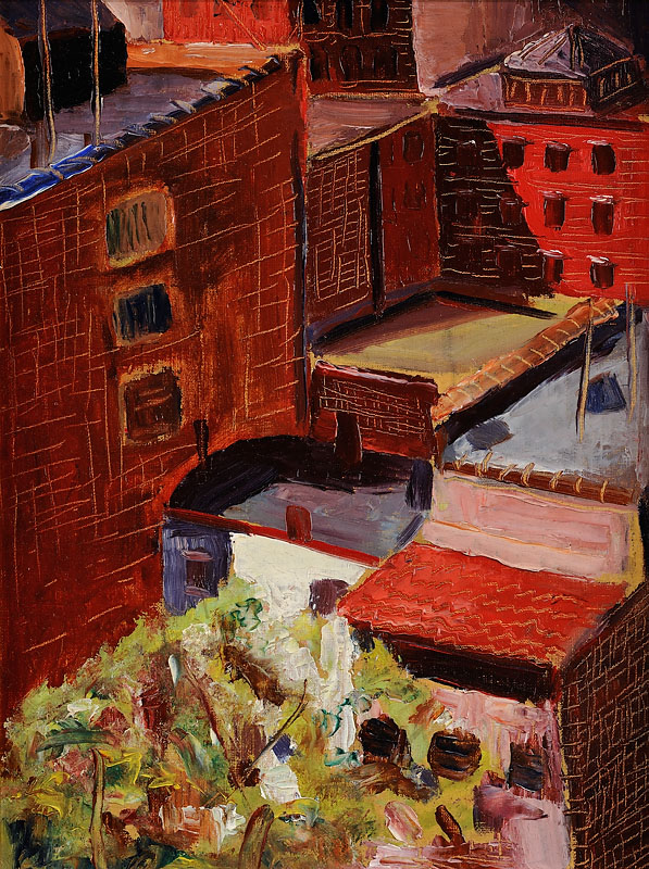 Over the Harlem Rooftops Oil on canvas 16x12 inches 1928 Signed Photo credit: John Wilson White Studio