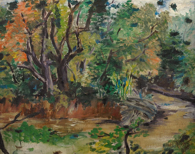 Untitled (Landscape) Oil on board 17 1/2x22 1/2 inches c. 1950 Signed Photo credit: John Wilson White Studio