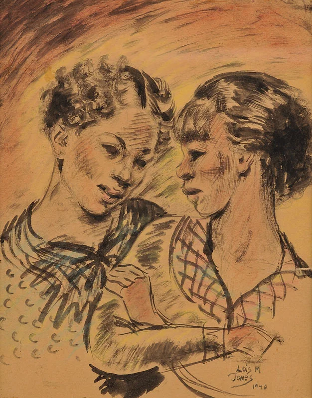The Gossips Ink, watercolor and wash on paper 13x10 inches 1940 Signed and dated Photo credit: John Wilson White Studio