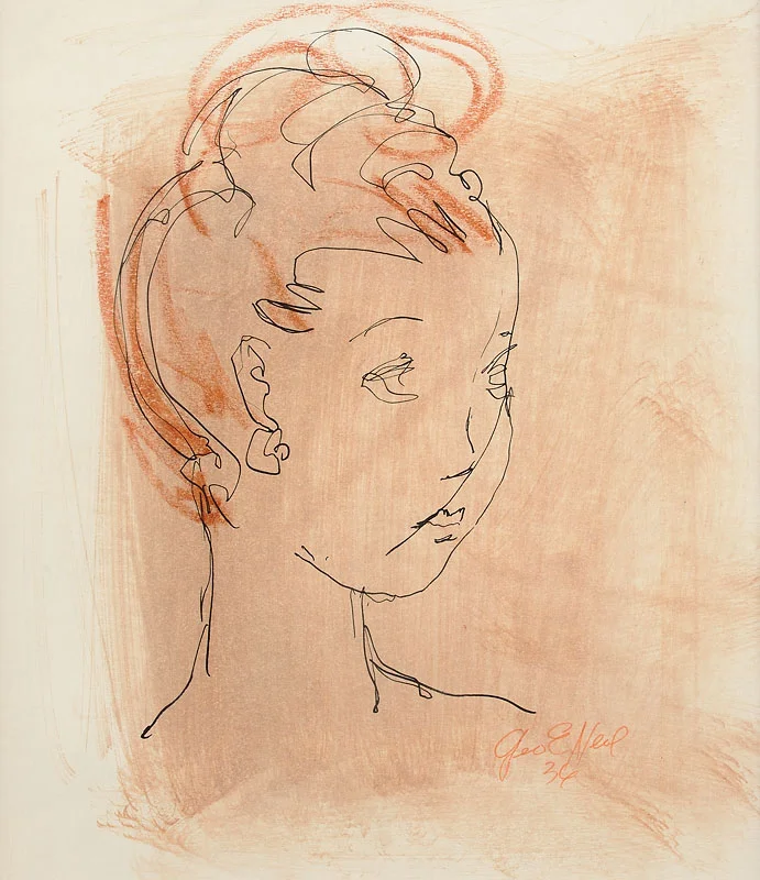 Portrait of a Girl Mixed media on paper 9x7 1/2 inches 1936 Signed and dated Photo credit: John Wilson White Studio