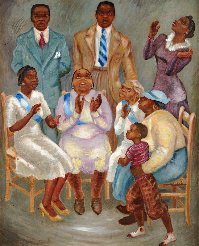 Members of the Church Oil on canvas 24x20 inches 1942 Signed and dated