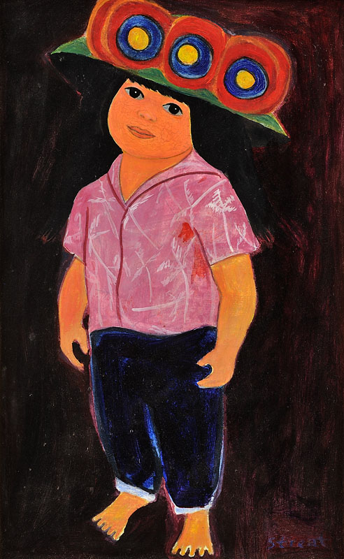 Girl With Flower Oil on board 20 1/2x13 1/2 inches Year unknown Signed Photo credit: John Wilson White Studio