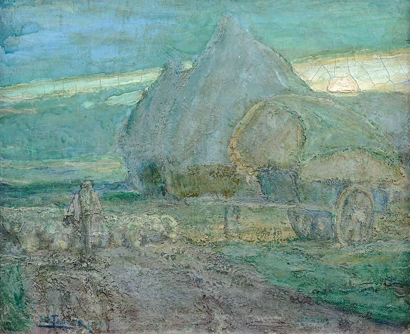 The Good Shepherd Oil on canvas 14 1/2x17 1/2 inches c. 1910 Signed Photo credit: John Wilson White Studio