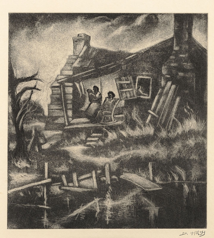 Cabin Days Carborundum mezzotint 4 3/8x4 1/2 inches Year unknown Signed Photo credit: John Wilson White Studio
