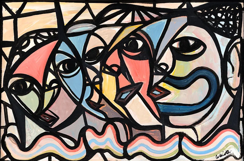 Faces (Clowns) Oil on board 24x35 inches 1955 Signed Photo credit: John Wilson White Studio
