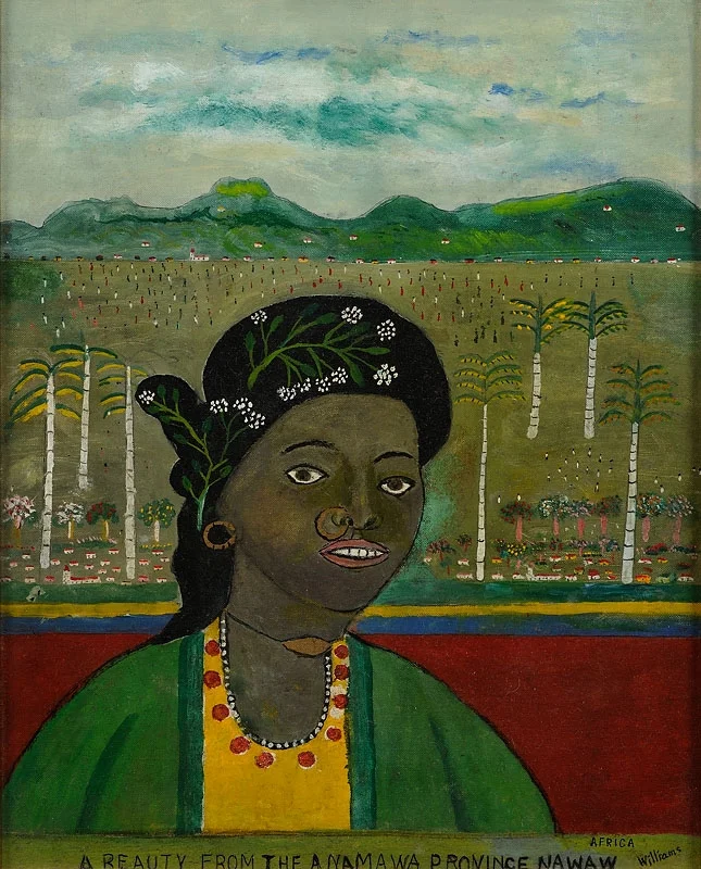 A Beauty from the Anamawa Province Nawaw (Africa) Oil on canvas board 20x16 inches c. 1960 Signed Photo credit: John Wilson White Studio