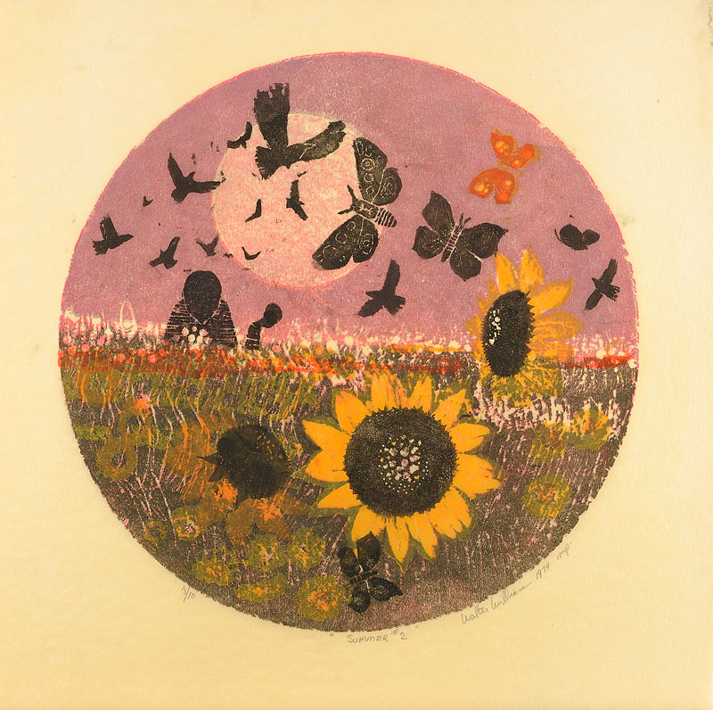 Summer Woodcut on cotton batting 17 1/2x17 1/2 inches 1974 Signed, dated , inscribed and numbered 3/10 Photo credit: John Wilson White Studio