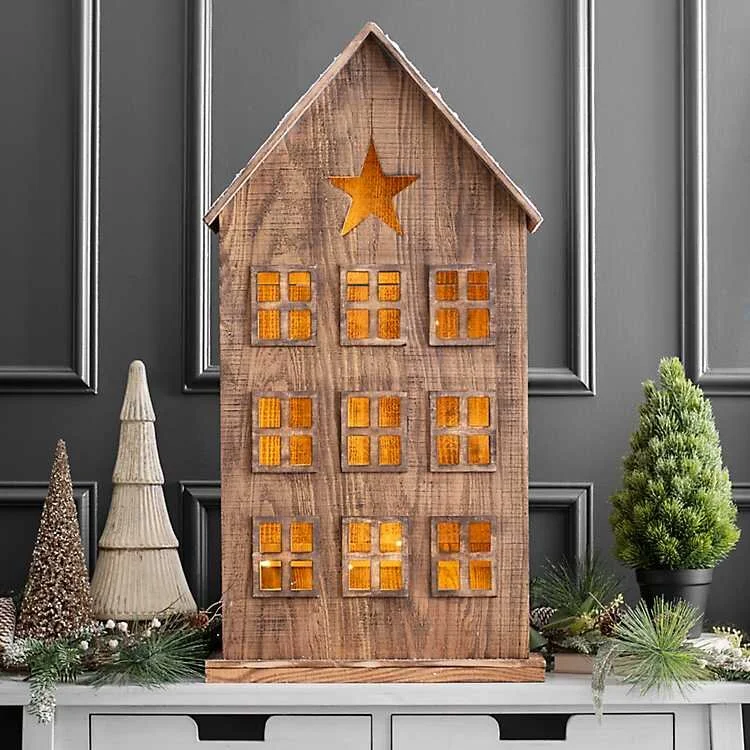 Brown Pre-Lit Wooden House
