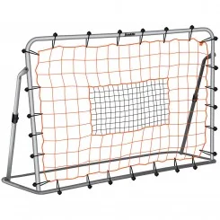 FEATURES Whether practicing solo or with a few buddies, this rebounder will keep your little kickers on the path to Park District greatness. They will practice accuracy and ball control with our exclusive design that adjusts angles for various ball return options. The rebounder also features an all-weather mesh net and bungee cord attachment system that will withstand the elements and superhuman kicks from your prodigy. The heavy-duty steel tubing with precision fit locking pins and ground stakes offer support and easy assembly. DOWNLOAD INSTRUCTION MANUAL PART 1 DOWNLOAD INSTRUCTION MANUAL PART 2 Rebounder assembles to 6' wide x 4' high Exclusive design adjusts angles for various ball return options Heavy duty powder coated steel tubing, 1.25" OD Precision fit locking pins for secure and easy assembly All weather 4" x 4" target net with bungee cord attachments (4) Galvanized ground stakes Excellent for backyards, league and club practices