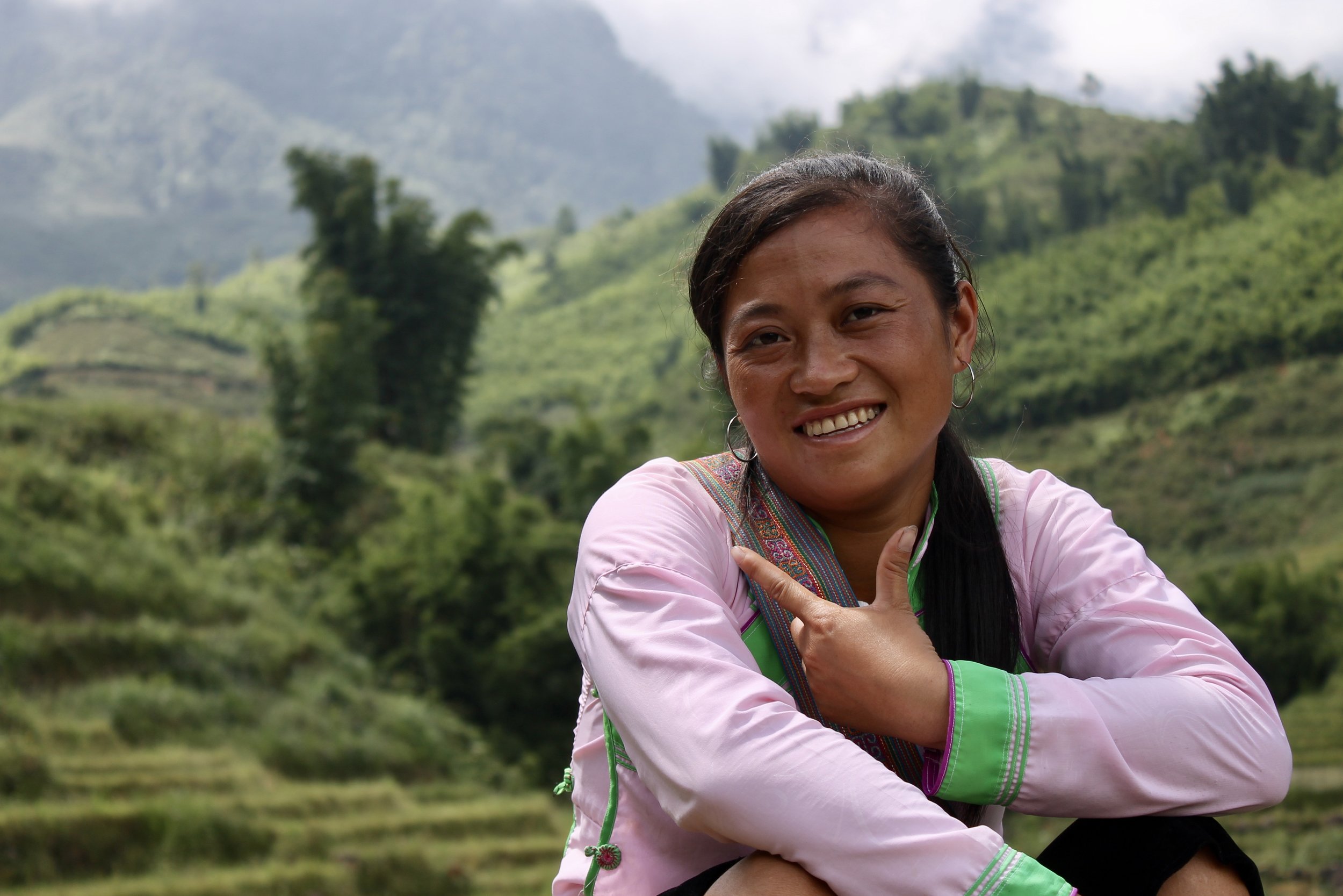  Xi in her traditional pink and green garb.    